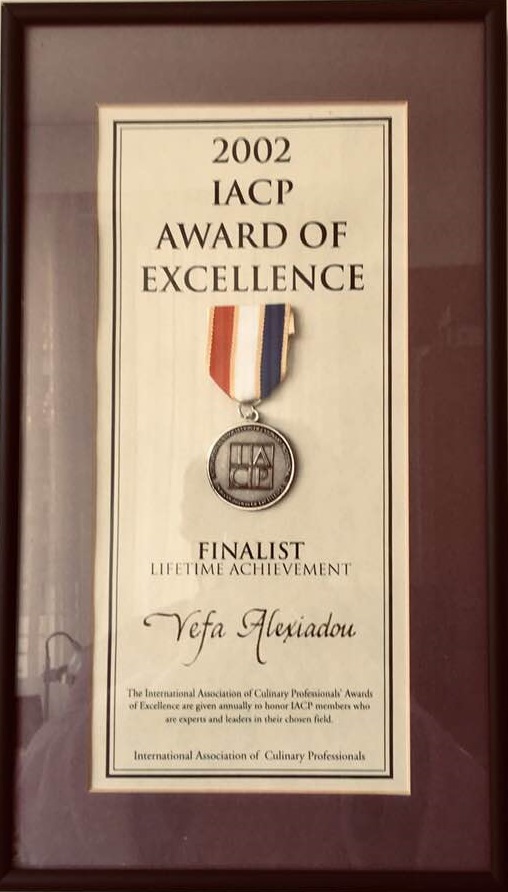 I.A.C.P AWARD OF EXCELLENCE Βέφα Αλεξιάδου Vefa Alexiadou Cook Books and Blog vefaalexiadou.gr/